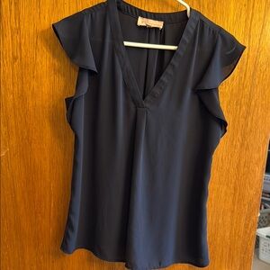 Philosophy Ruffled Blue Cap Sleeve Blouse